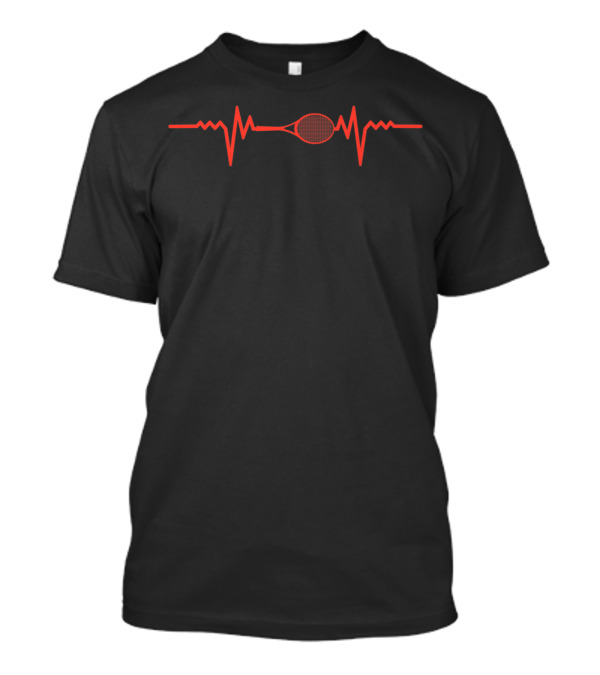 Tennis Racket Heartbeat Funny Player T-Shirt