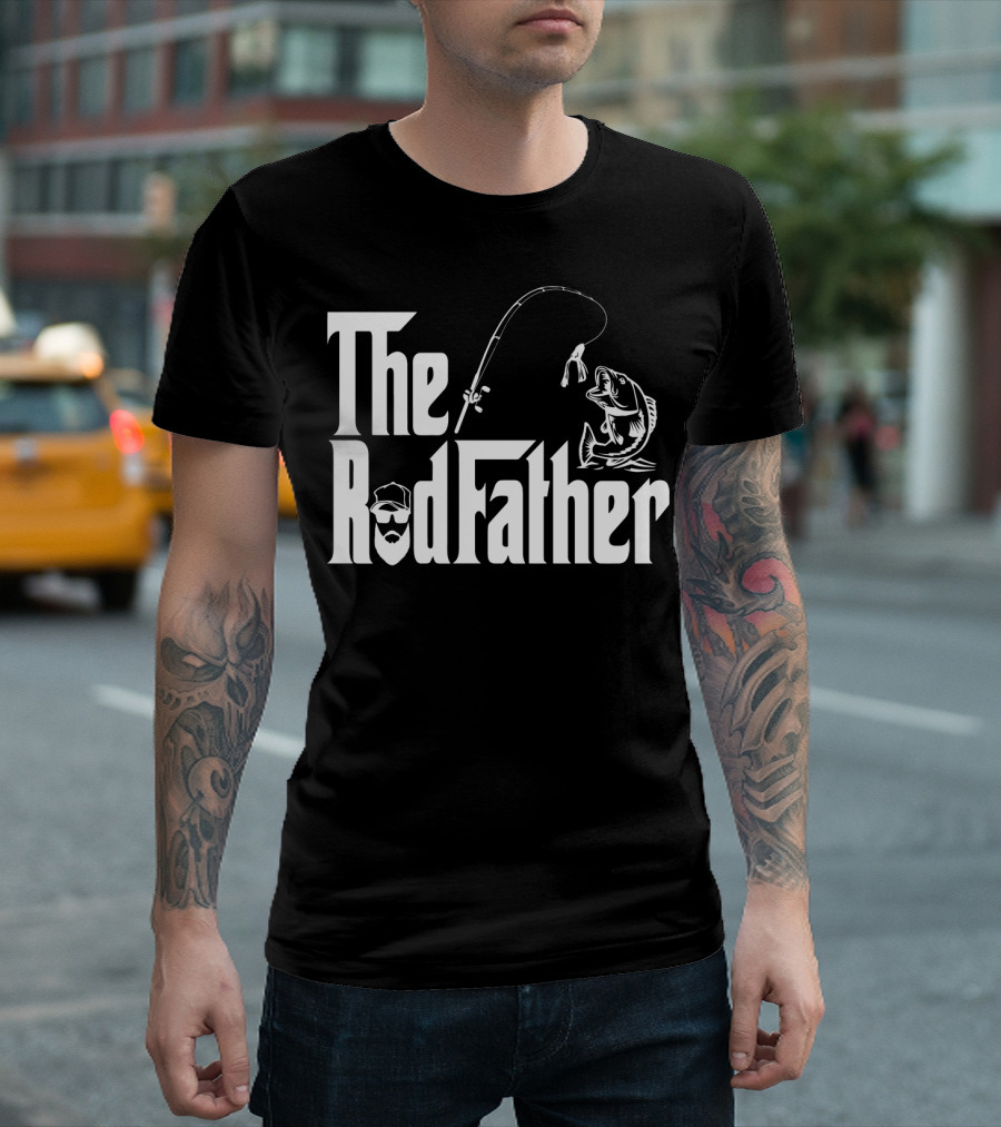 The RodFather Fishing Rod Fish Reel Bearded Man T-Shirt
