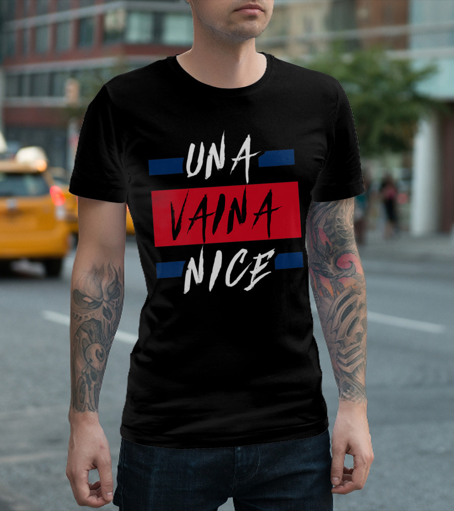 Una Vaina Nice Funny Dominican Bold Red and Blue Text T-Shirt