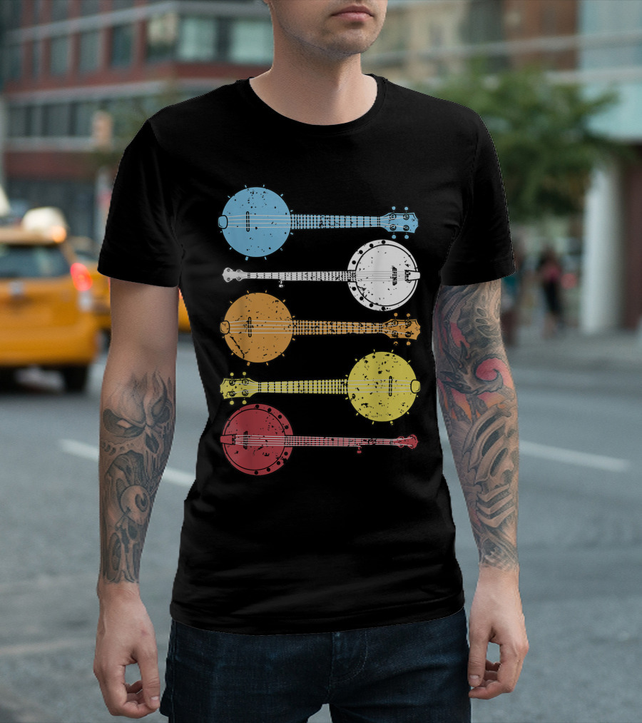 Vintage Banjo Country Music Colorful Banjos T-Shirt