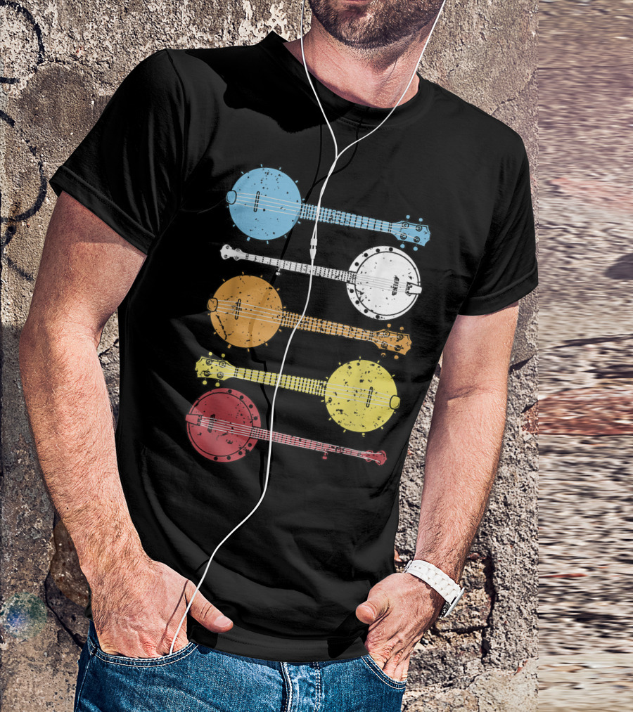 Vintage Banjo Country Music Colorful Banjos T-Shirt