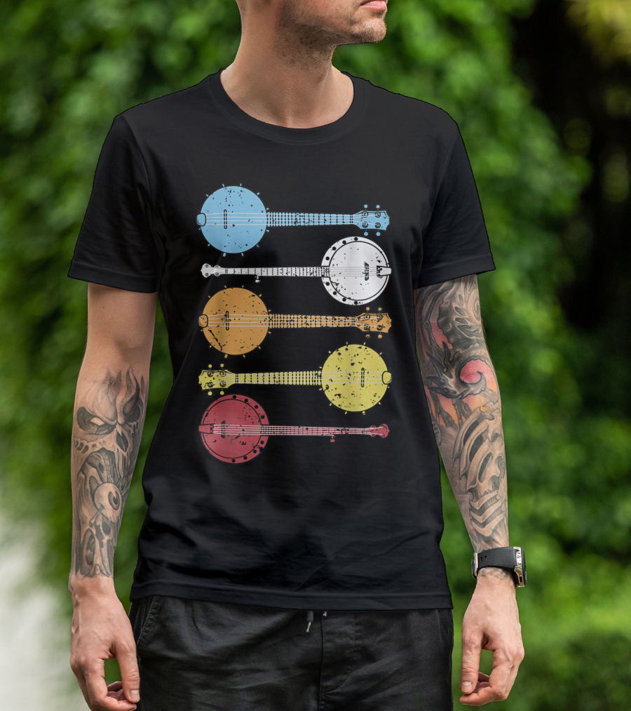 Vintage Banjo Country Music Colorful Banjos T-Shirt
