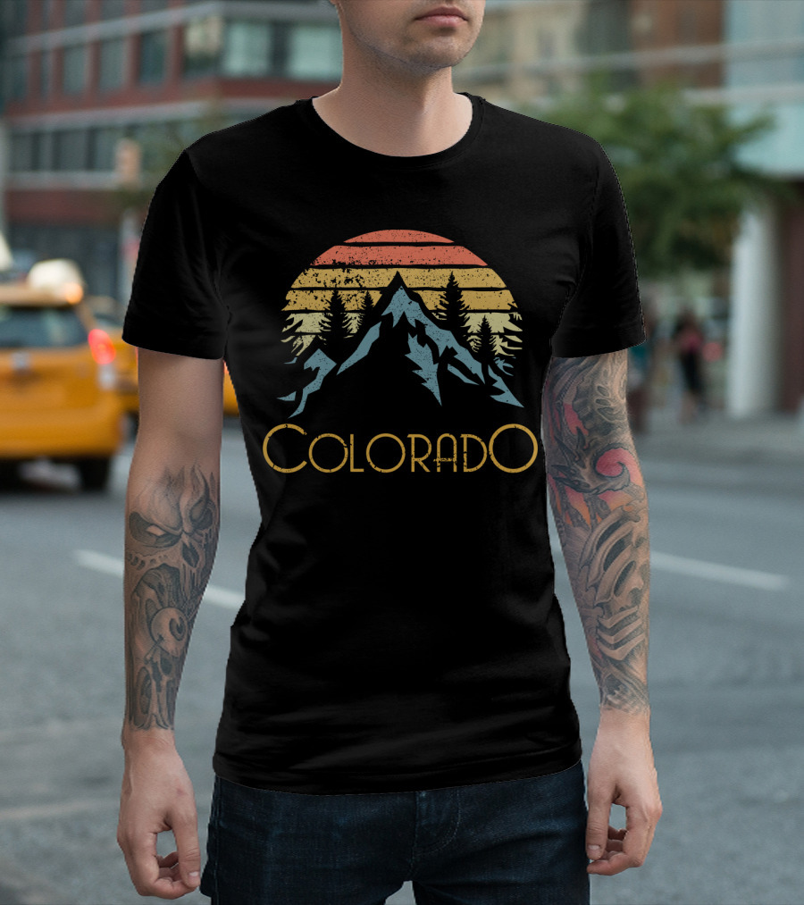 Colorado Vintage Mountains Outdoor Retro Sunset Pines T-Shirt