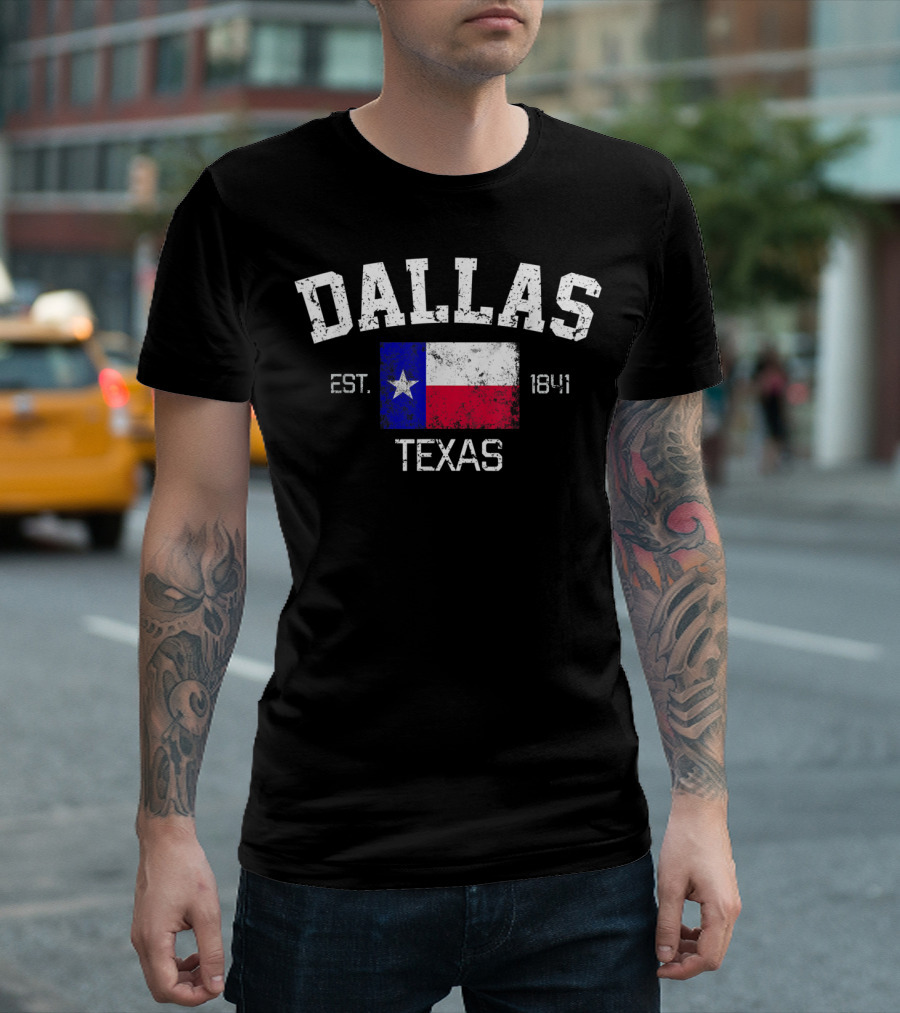 Dallas Texas Est 1841 Vintage Texas Flag Iconic T-Shirt