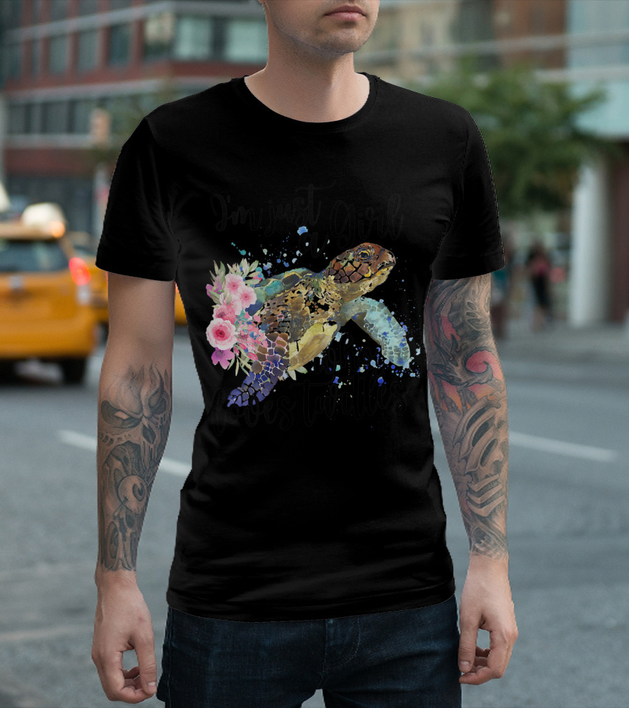 I'm Just a Girl Who Loves Turtles with Floral Turtle T-Shirt