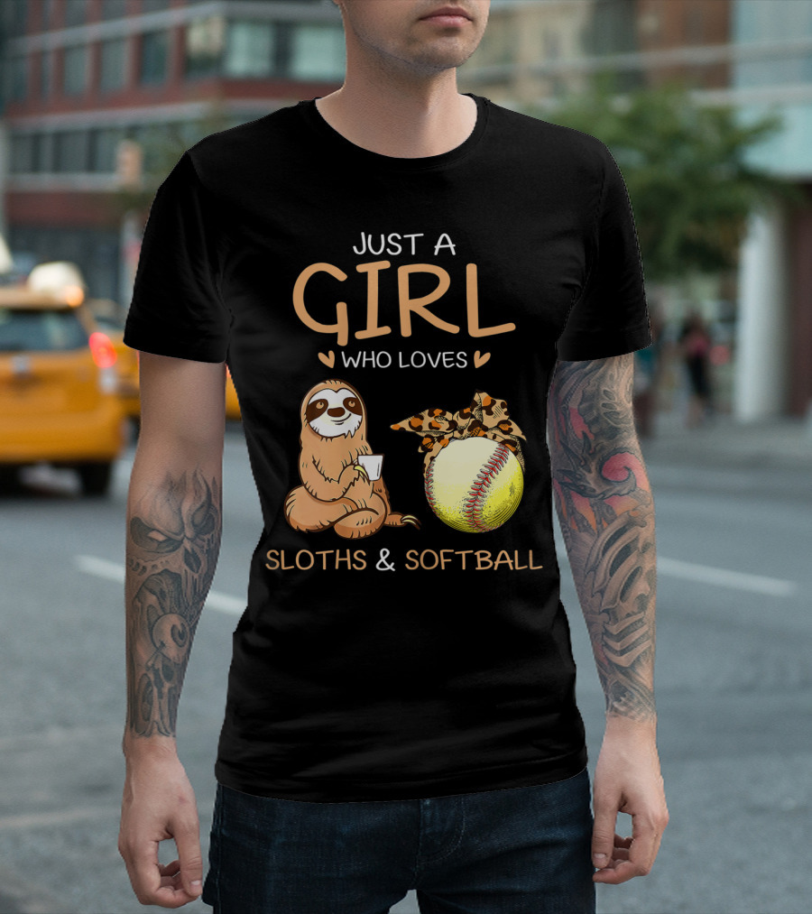 Just A Girl Who Loves Sloths and Softball T-Shirt