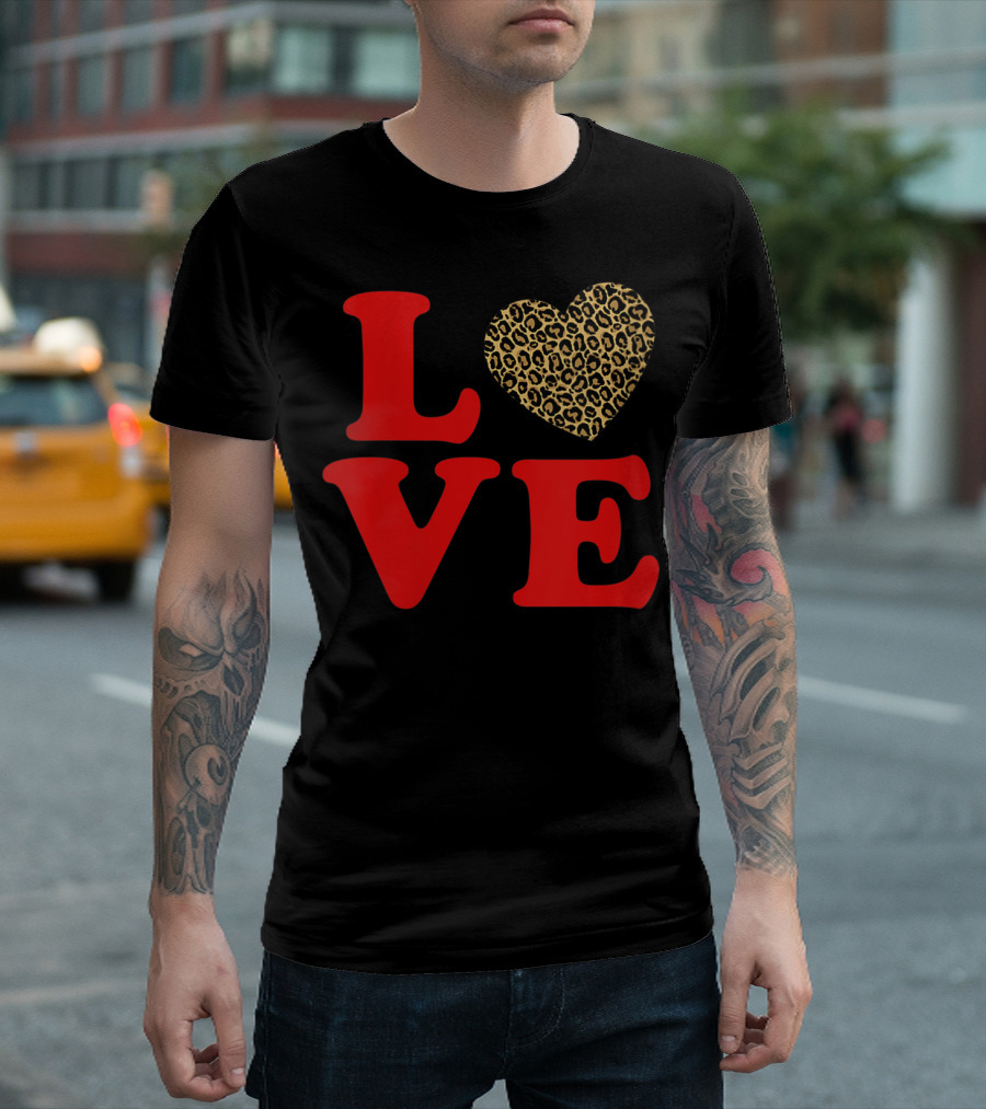 LOVE Leopard Heart Valentines Day Cute T-Shirt