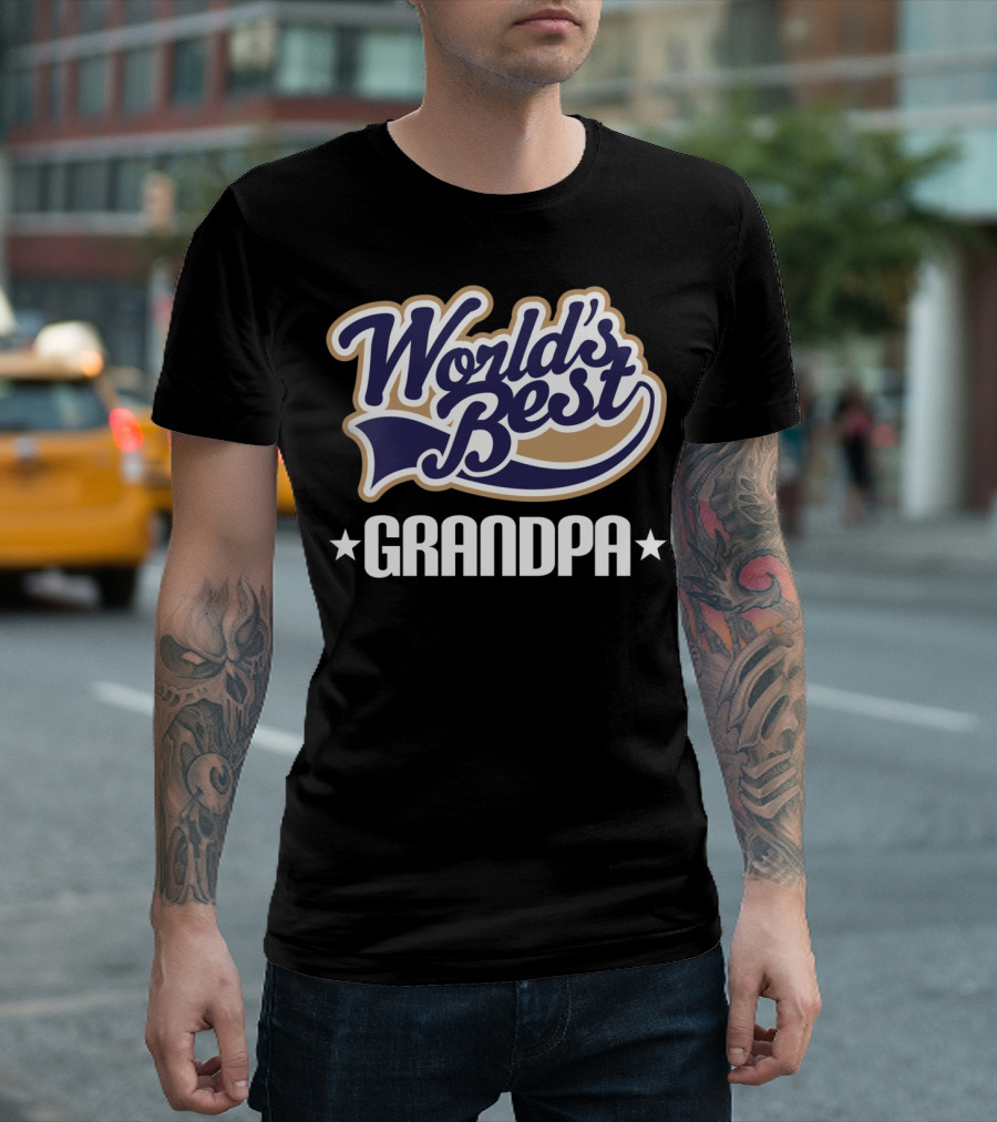 World's Best Grandpa Bold Vintage Style With Stars T-Shirt