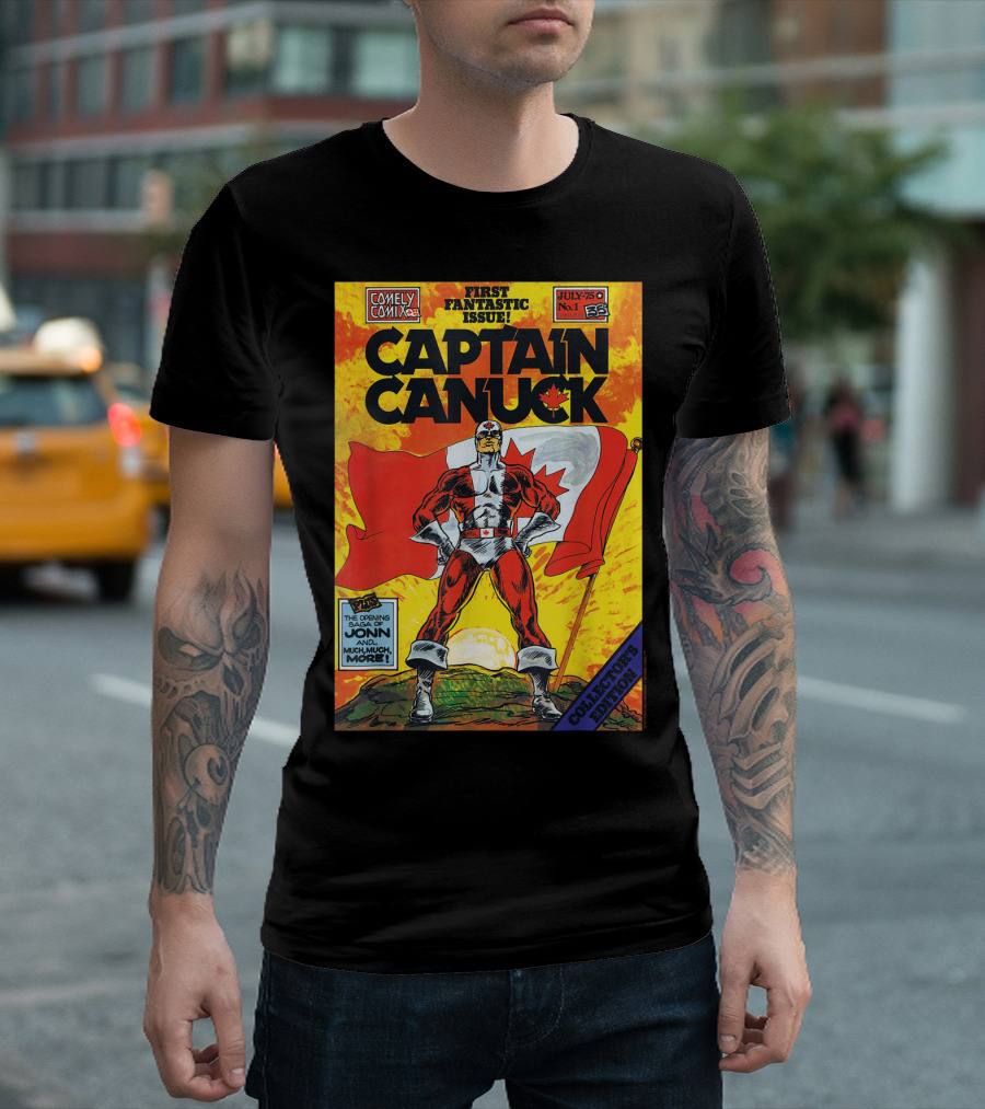 Comely Comix First Fantastic Issue Captain Canuck July 75 No. 1 Collector's Edition T-Shirt