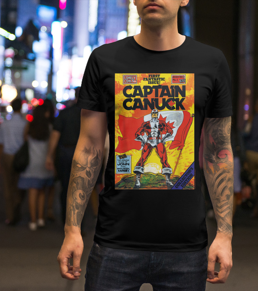 Comely Comix First Fantastic Issue Captain Canuck July 75 No. 1 Collector's Edition T-Shirt