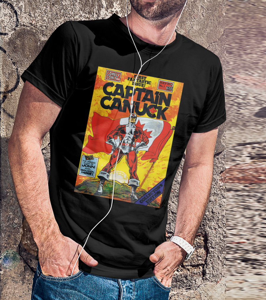 Comely Comix First Fantastic Issue Captain Canuck July 75 No. 1 Collector's Edition T-Shirt