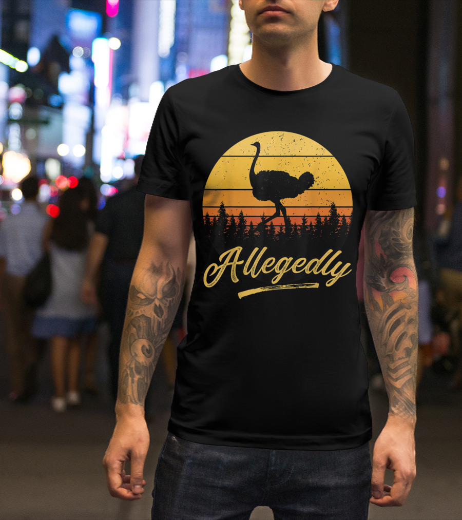 Allegedly Ostrich Silhouette In Sunset Forest T-Shirt