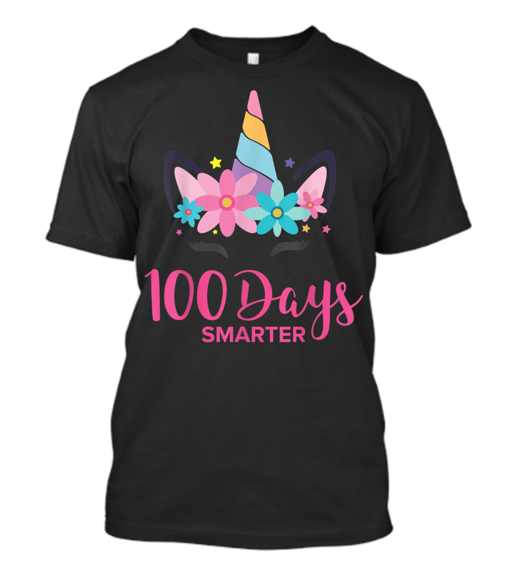 100 Days Smarter Unicorn Flowers Girls T-Shirt