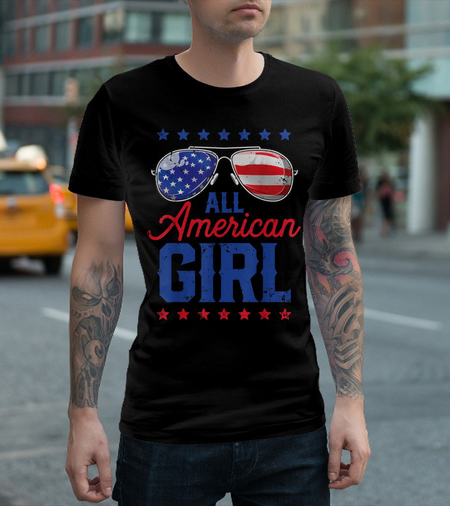 All American Girl 4th Of July Family Matching Sunglasses Patriotic T-Shirt