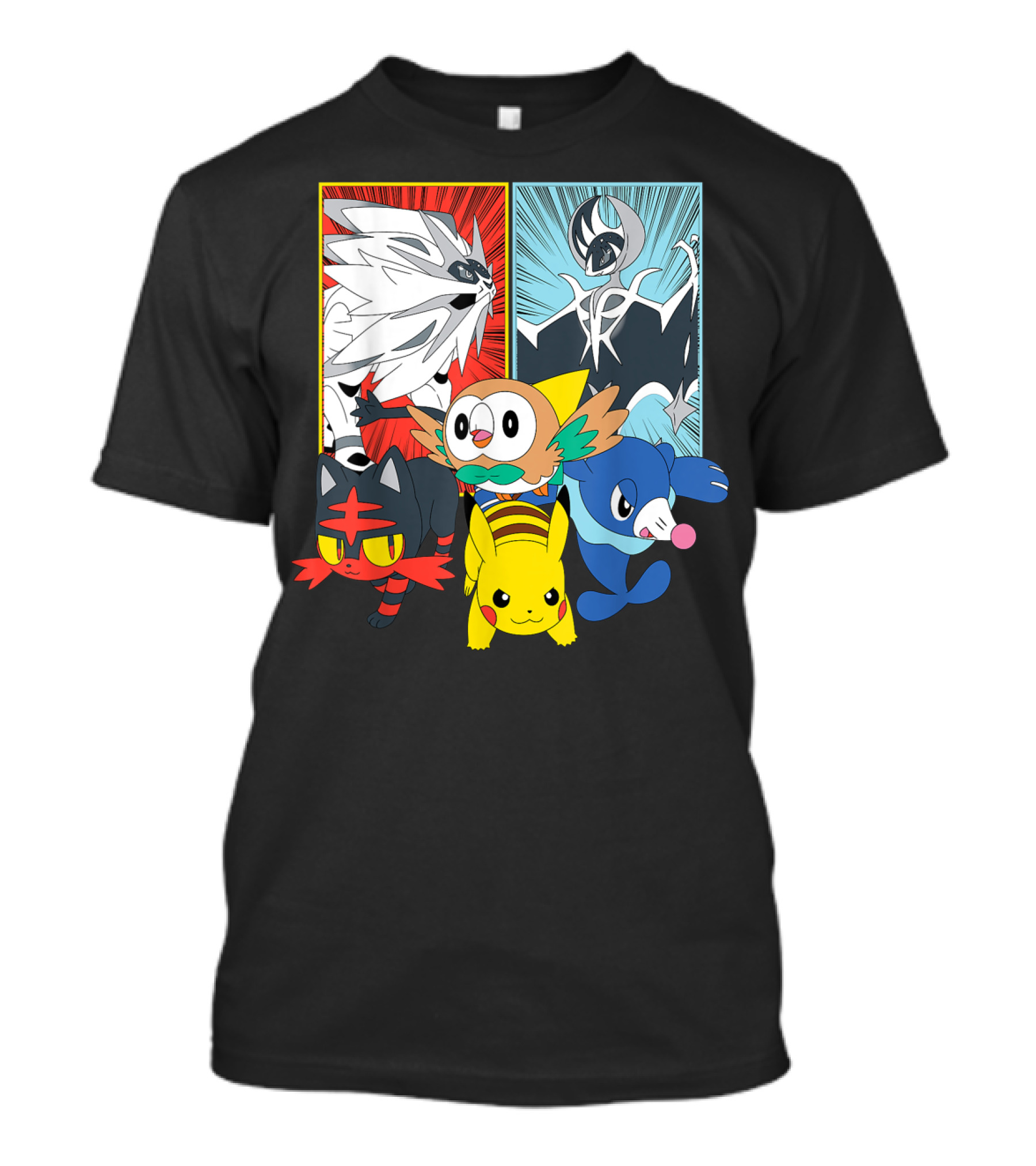 Alola Pokemon Starters Pikachu Solgaleo Lunala T-Shirt