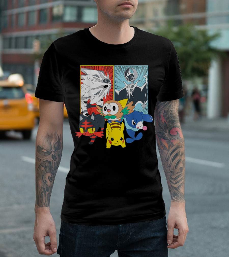 Alola Pokemon Starters Pikachu Solgaleo Lunala T-Shirt
