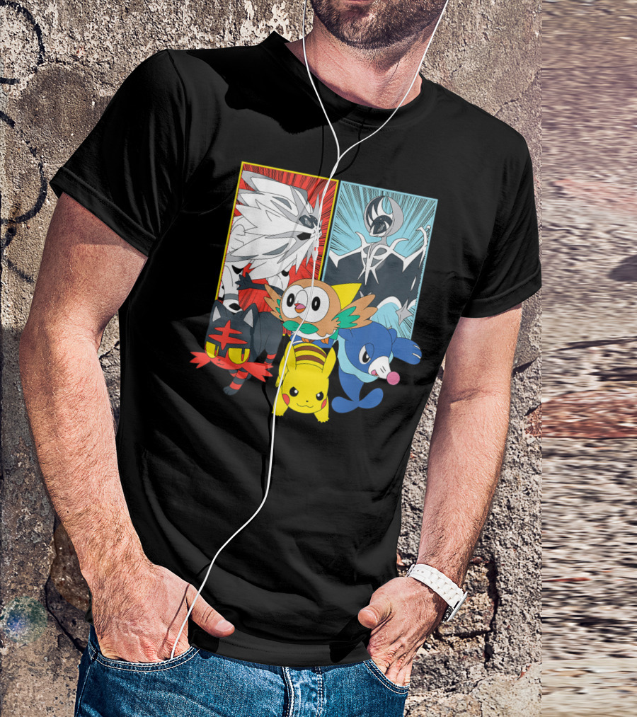 Alola Pokemon Starters Pikachu Solgaleo Lunala T-Shirt