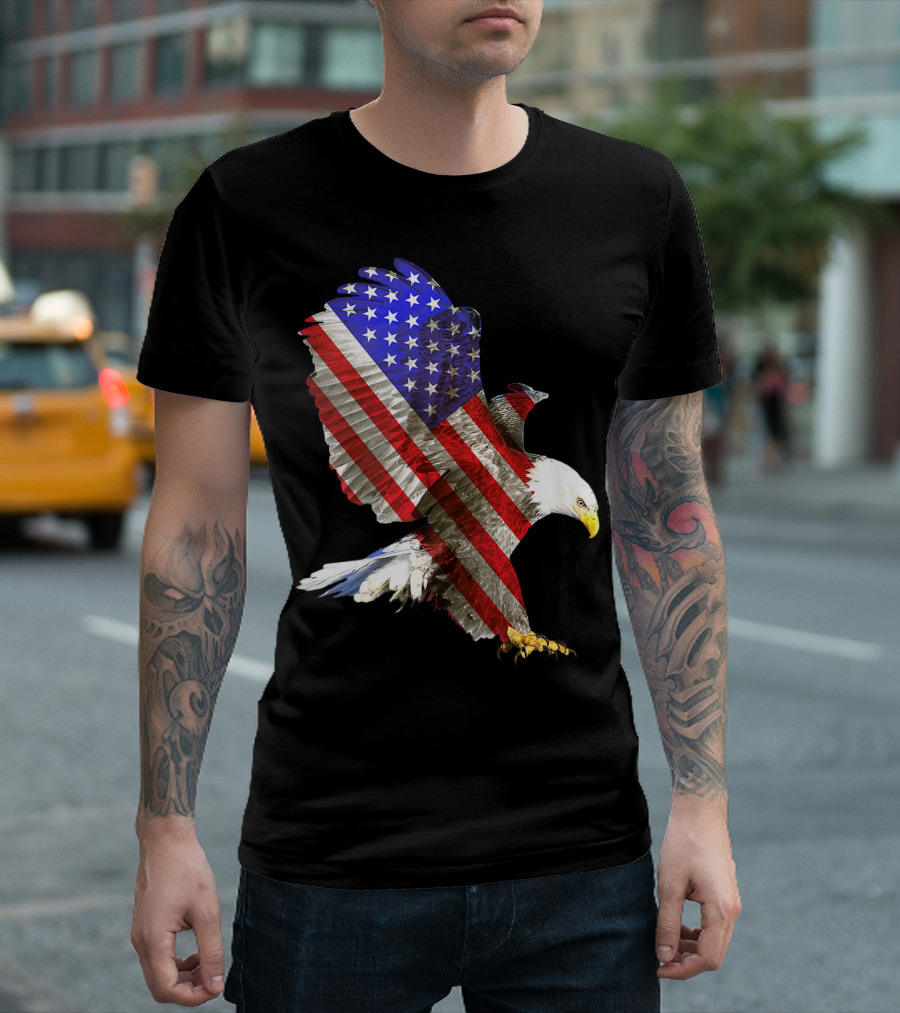 Bald Eagle With American Flag Wings For 4th Of July T-Shirt