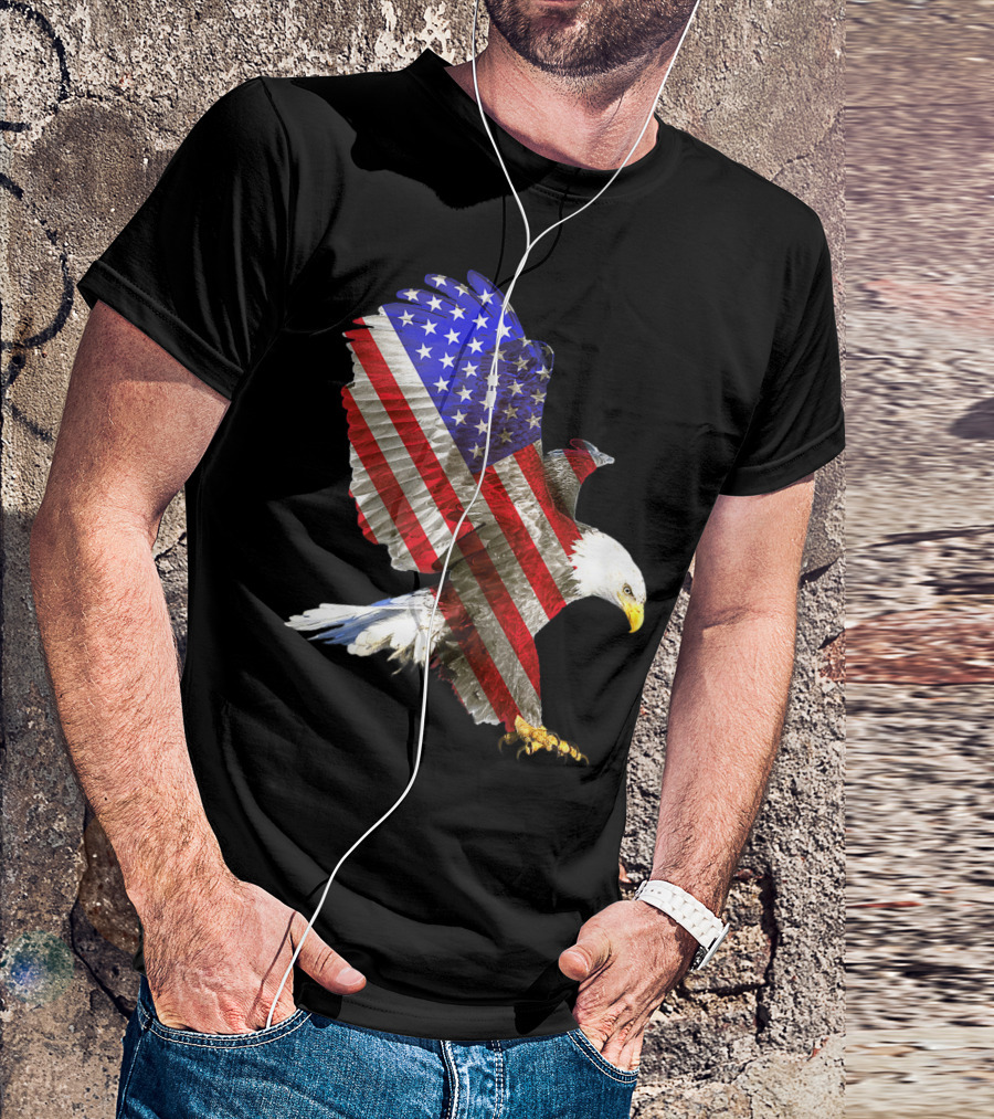 Bald Eagle With American Flag Wings For 4th Of July T-Shirt