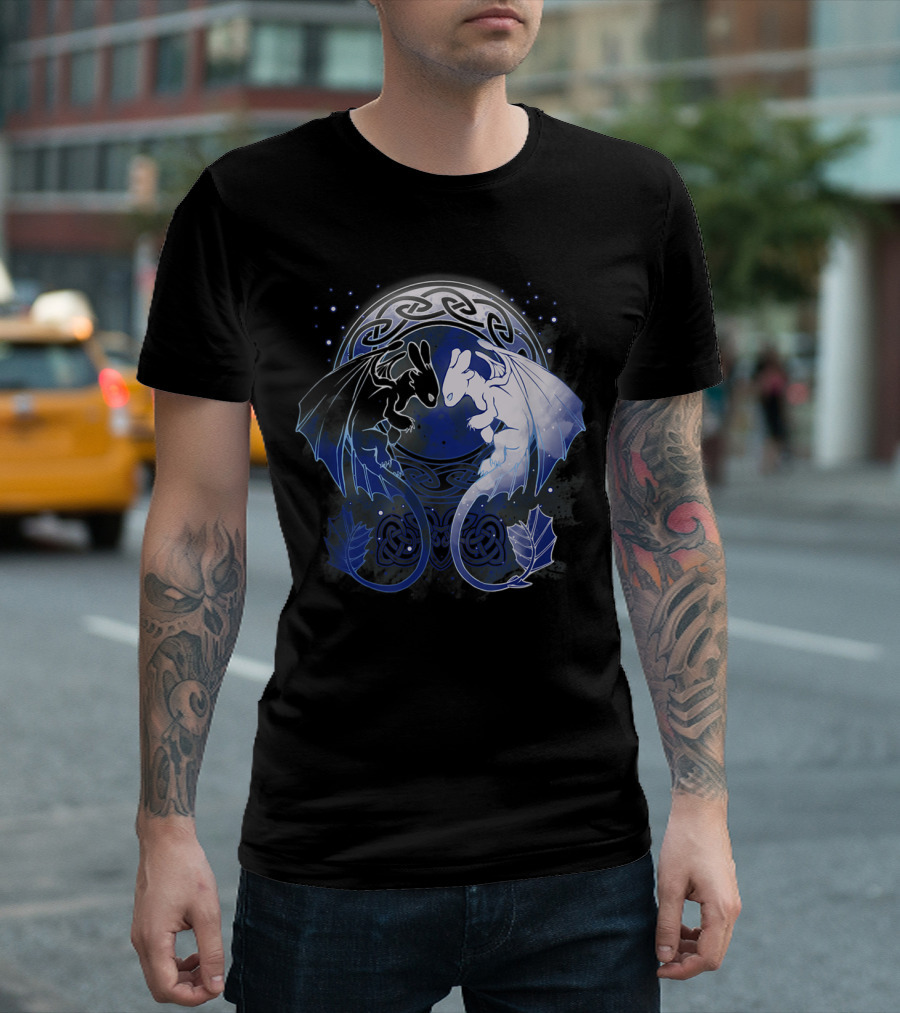 Dragon Lovers Moonlight Celtic Two Dragons T-Shirt
