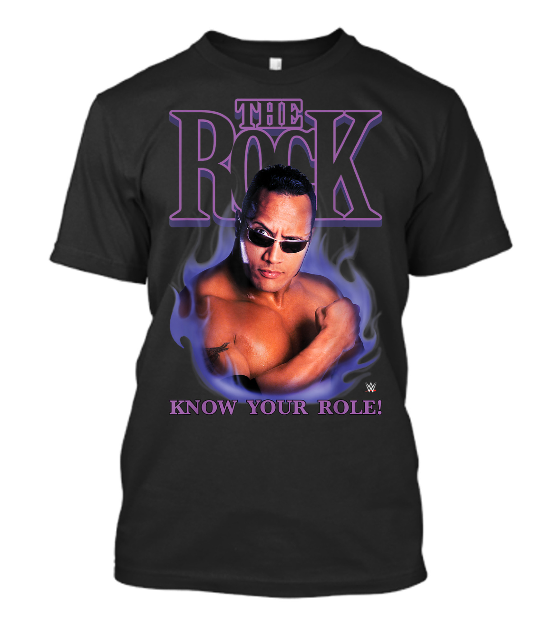 The Rock Know Your Role WWE Purple Flame Image T-Shirt