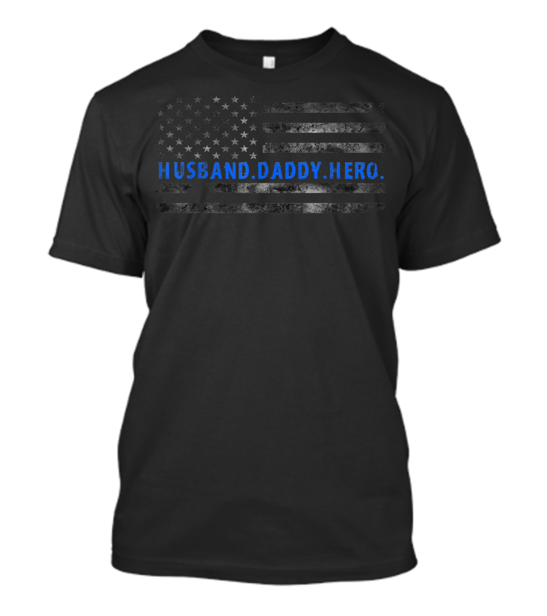 USA Flag Thin Blue Line Husband Daddy Hero T-Shirt