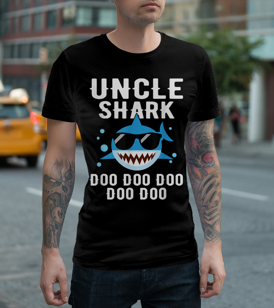 Uncle Shark Doo Doo Doo Funny Cute Family Sunglasses Cool Shark T-Shirt