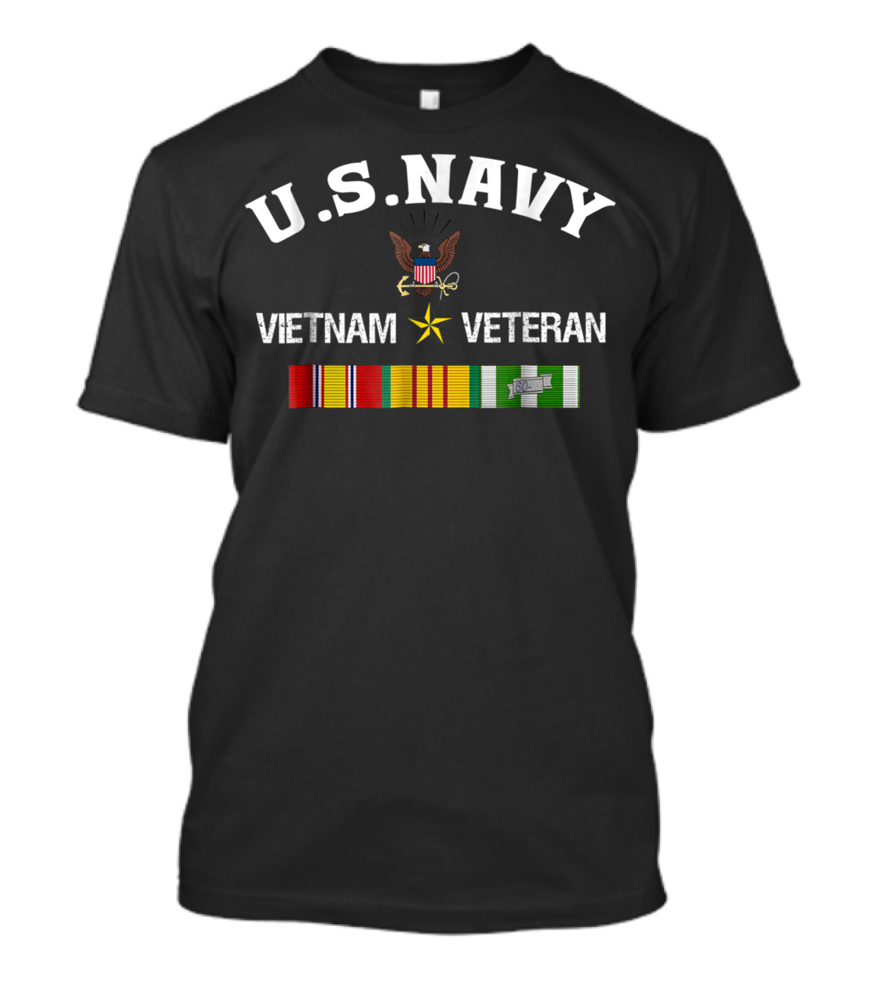 U.S. Navy Vietnam Veteran Eagle Emblem Service Ribbons T-Shirt