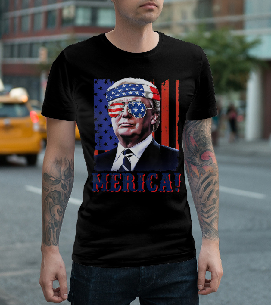 Merica Trump USA Pride Flag 4th Of July America T-Shirt