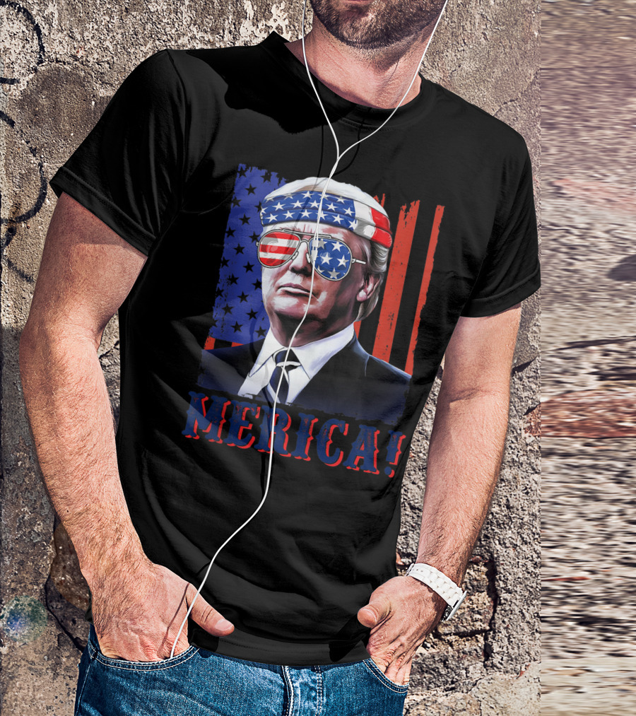 Merica Trump USA Pride Flag 4th Of July America T-Shirt