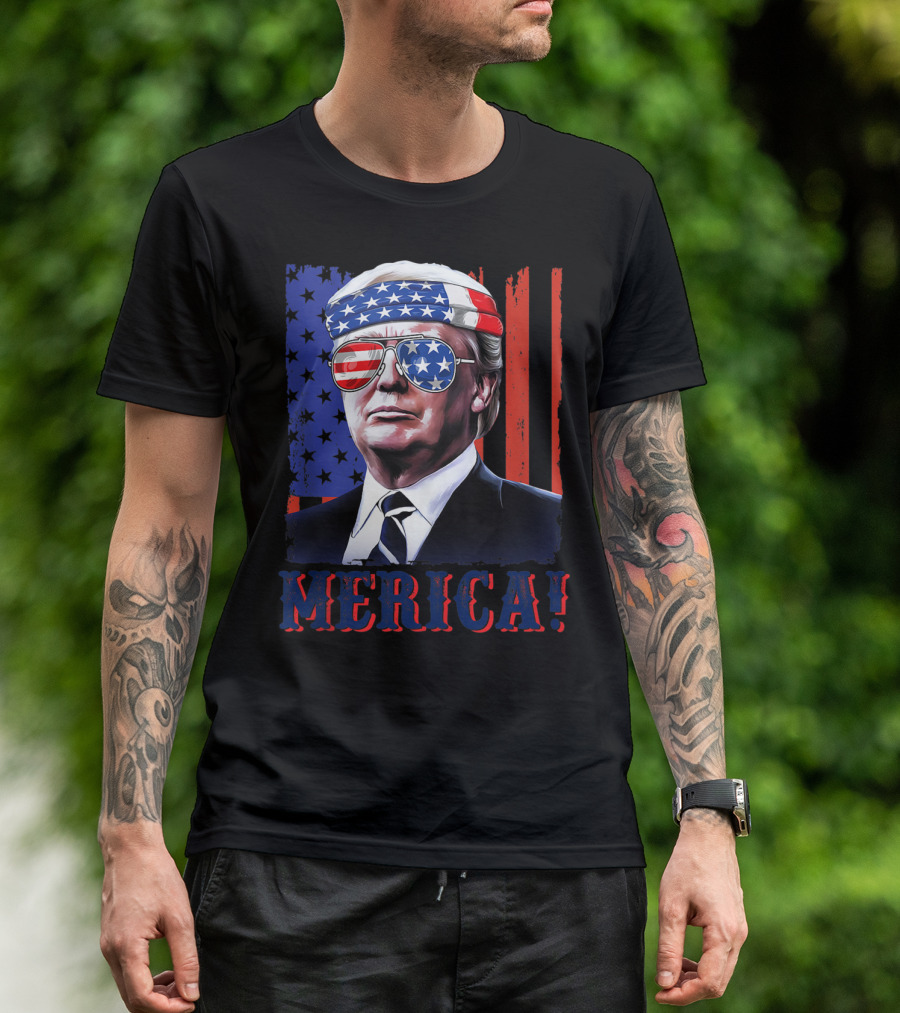 Merica Trump USA Pride Flag 4th Of July America T-Shirt