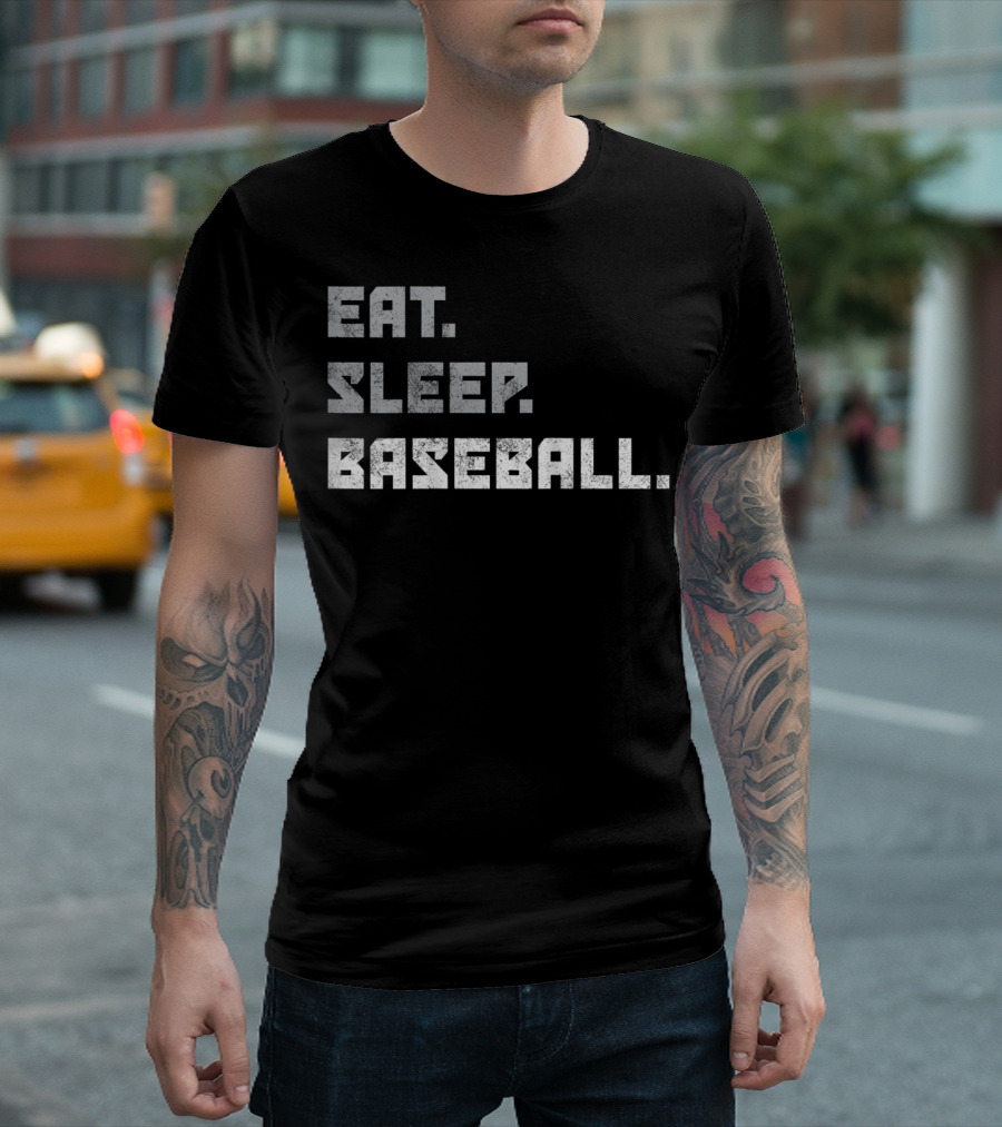 Eat Sleep Baseball Funny Cute Graphic Base Baseball T-Shirt