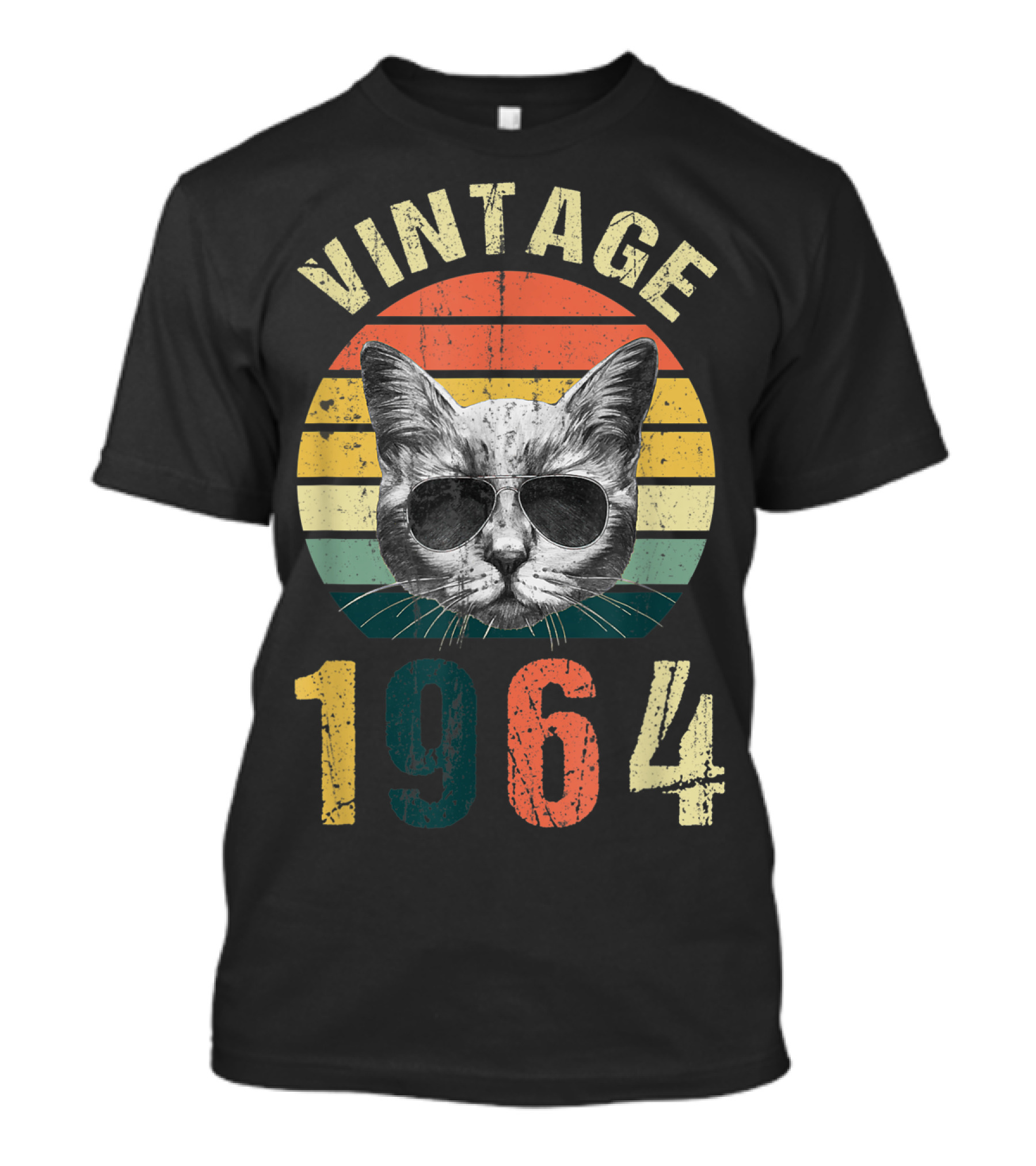 Vintage Cat 1964 56 Years Old Birthday T-Shirt