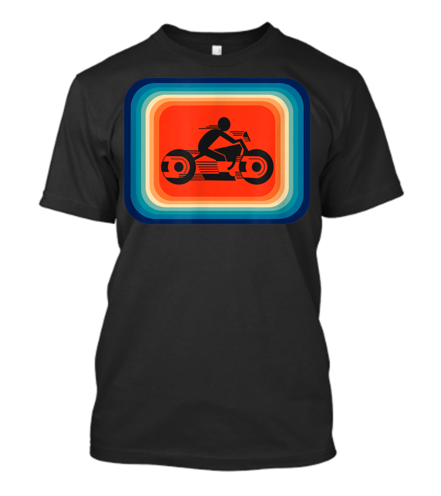 Vintage Classic Motorcycle Retro Silhouette On Striped Gradient T-Shirt