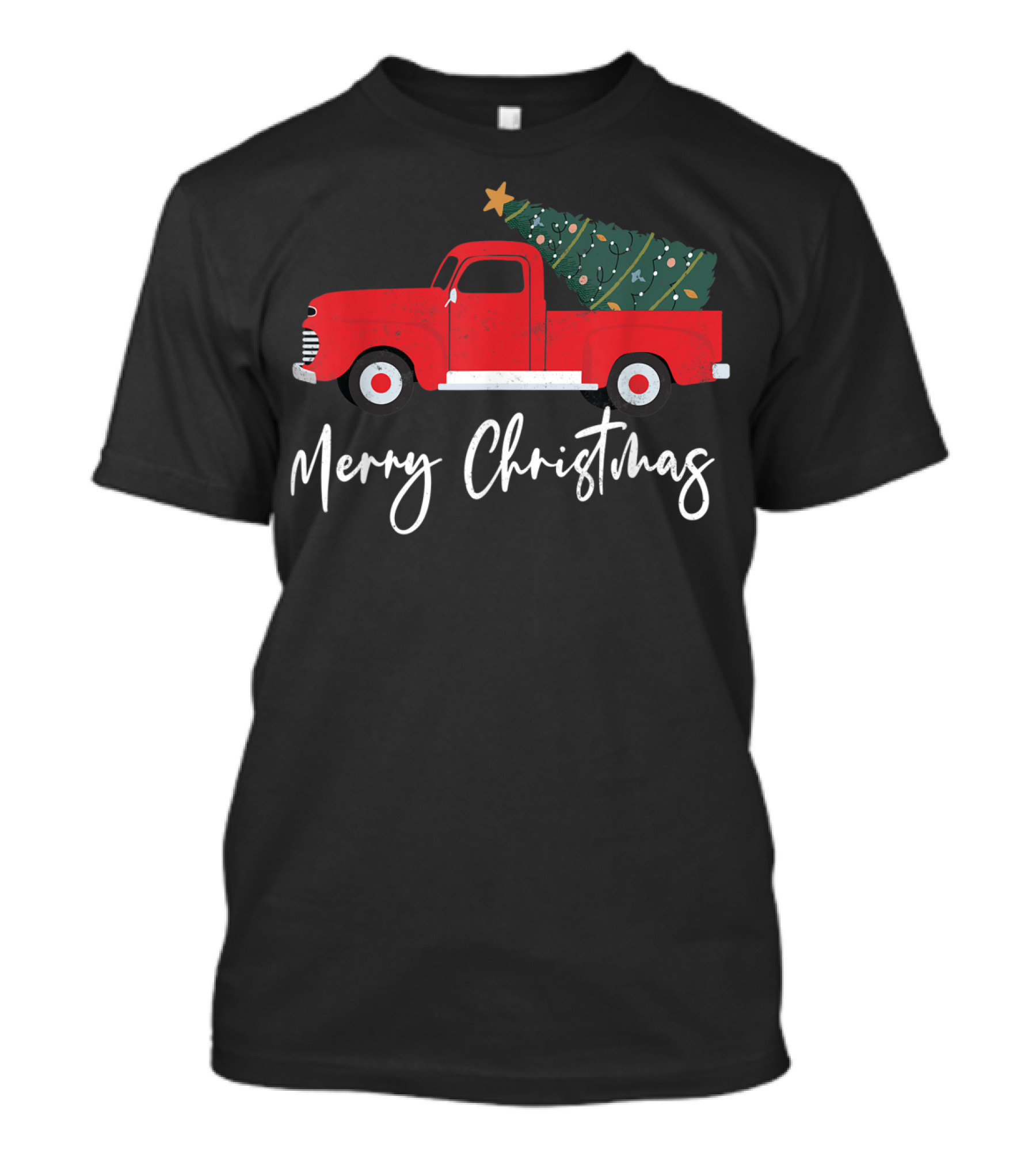 Merry Christmas Vintage Truck With Christmas Tree Holiday T-Shirt