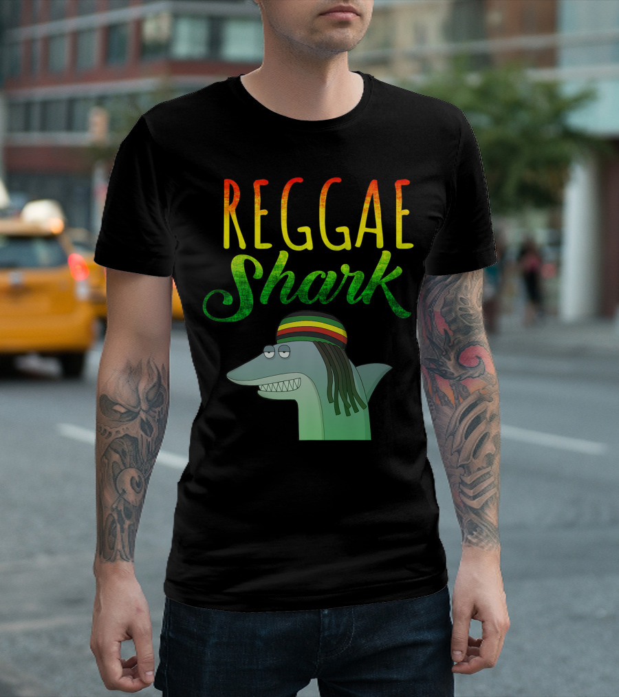 Reggae Shark Rastafarian Style Funny Ocean Animal T-Shirt