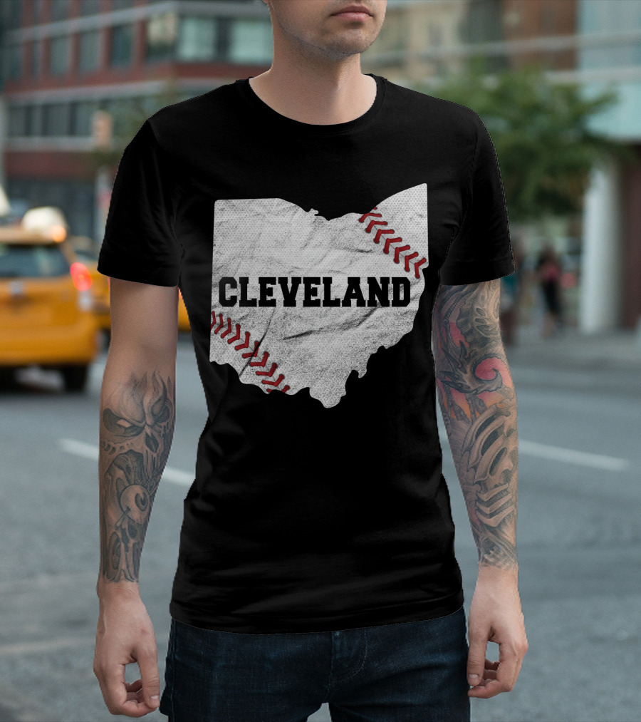 Cleveland Ohio Baseball Map T-Shirt