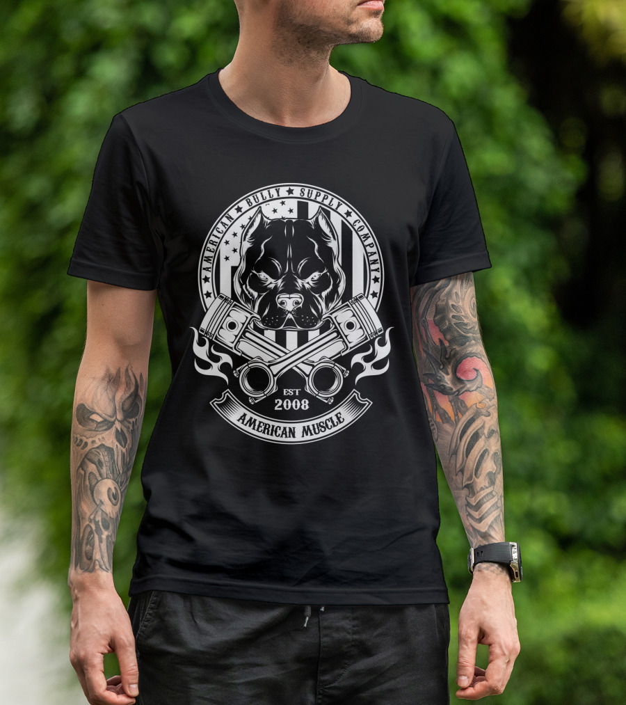 American Bully Supply Company American Muscle Est 2008 Pit Bull T-Shirt