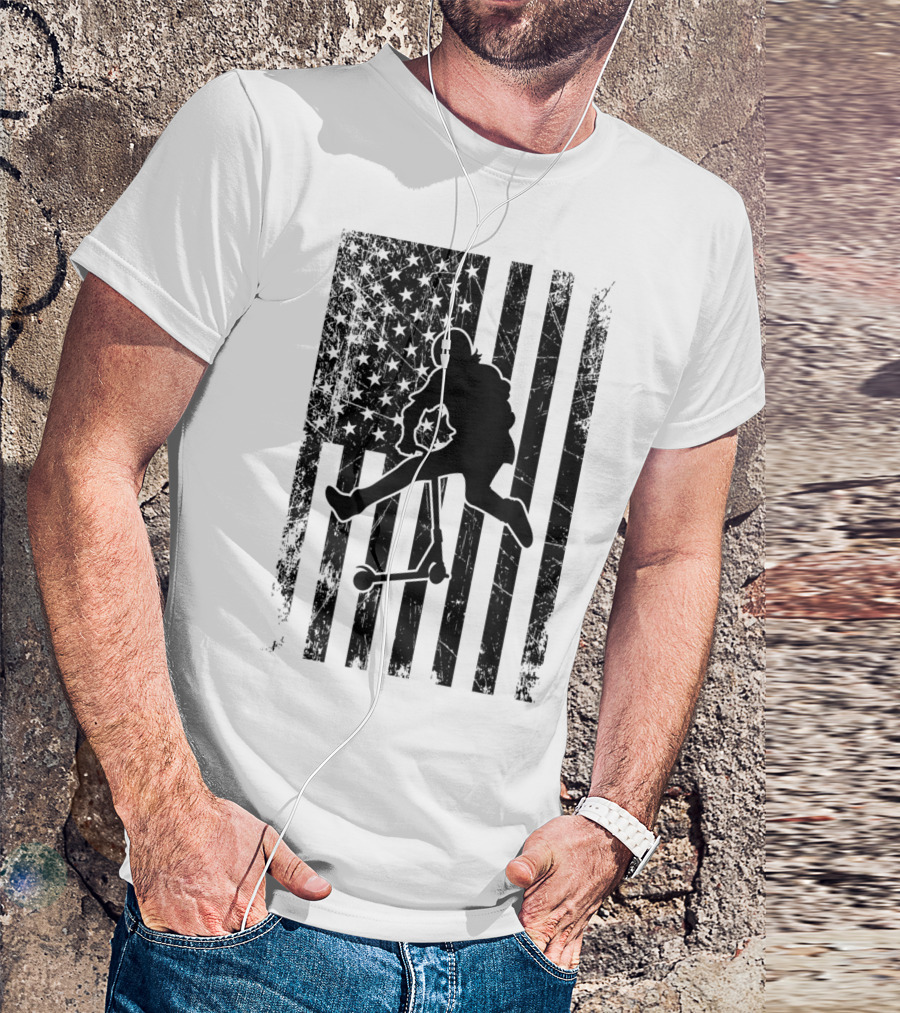 American Stunt Scooter Kick Trick Flag Freestyle Competition T-Shirt