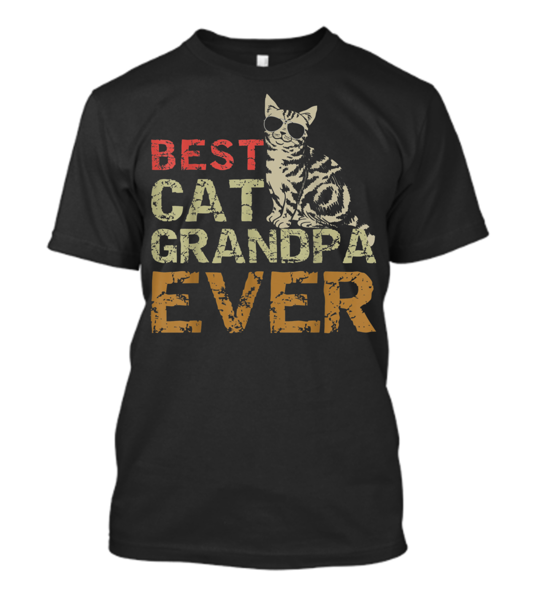 Best Cat Grandpa Ever Funny Cat Lover Cool Sunglasses Cat T-Shirt