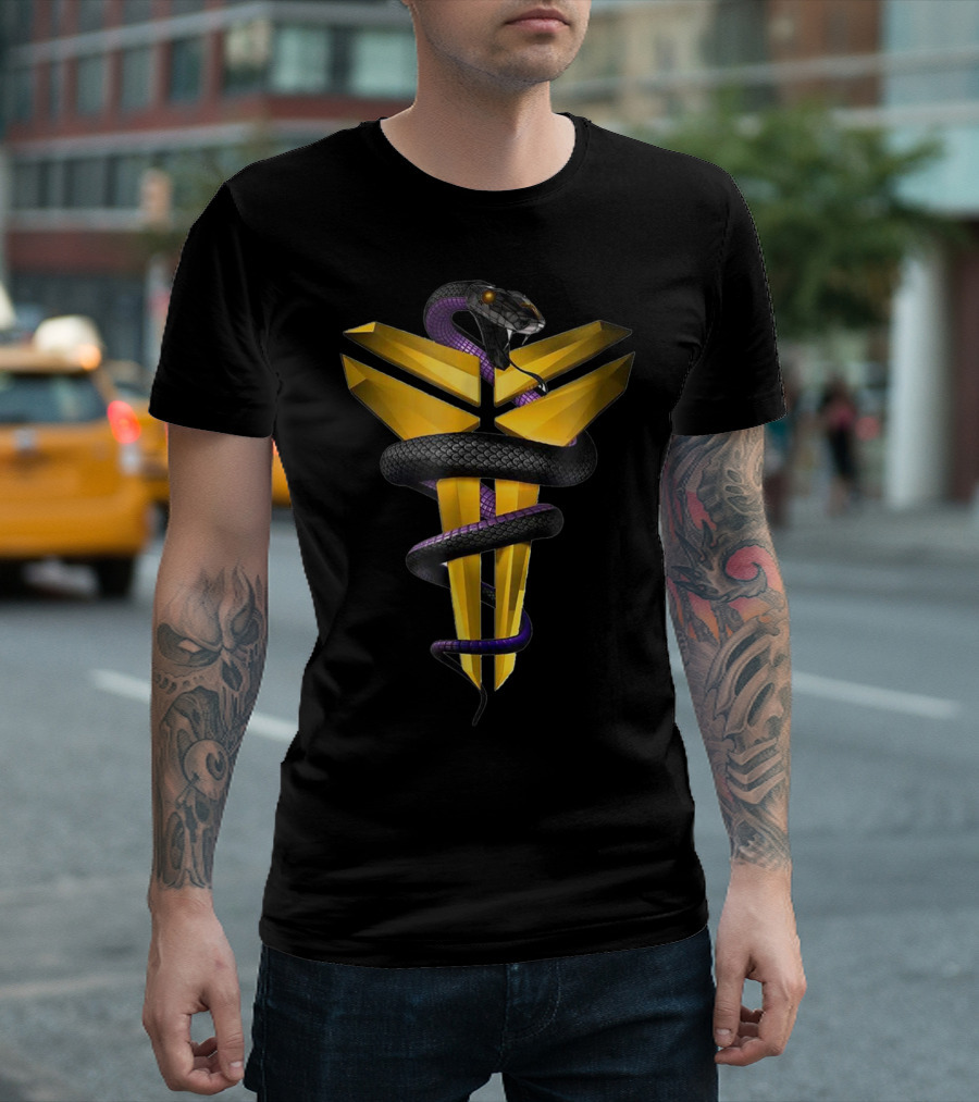 Black Mamba Snake Coiled Around Iconic Yellow T-Shirt
