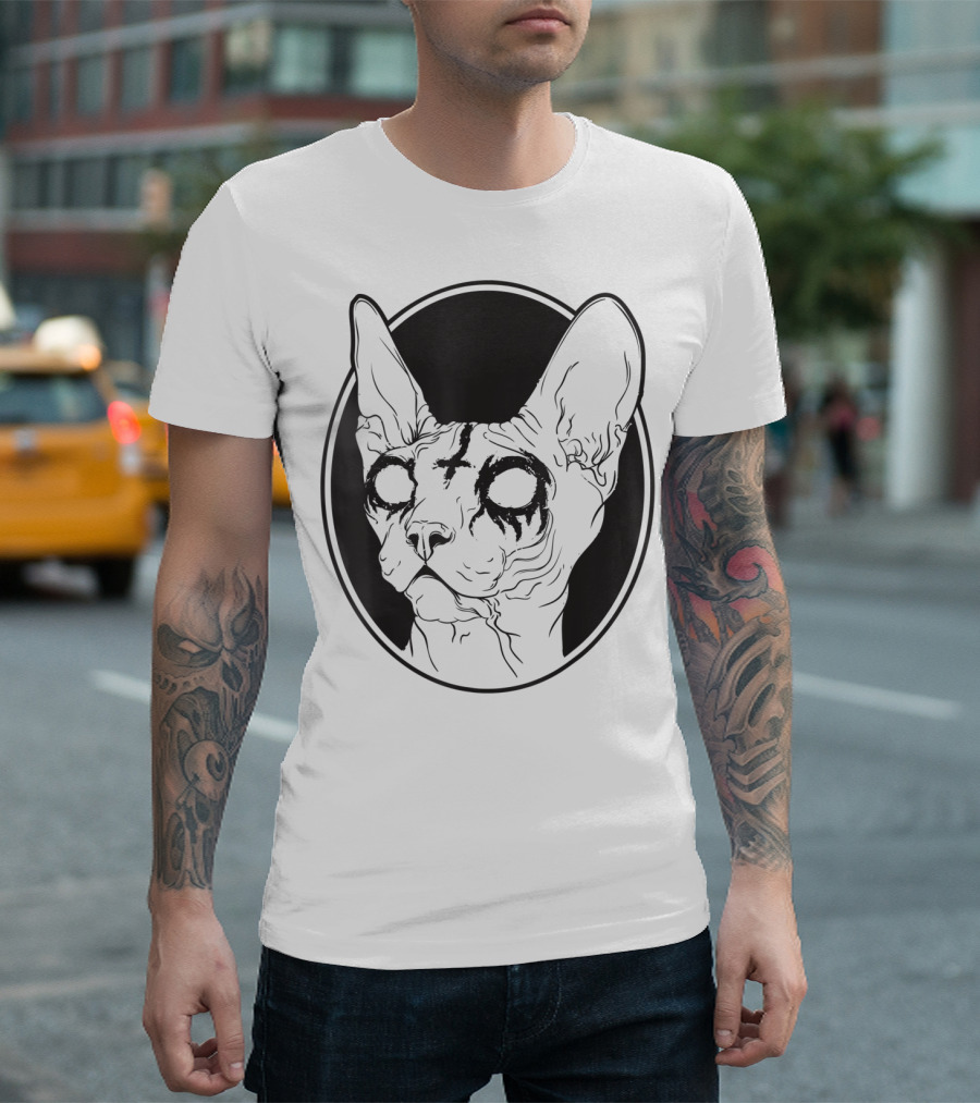 Pastel Goth Black Metal Sphynx Cat Death Met T-Shirt