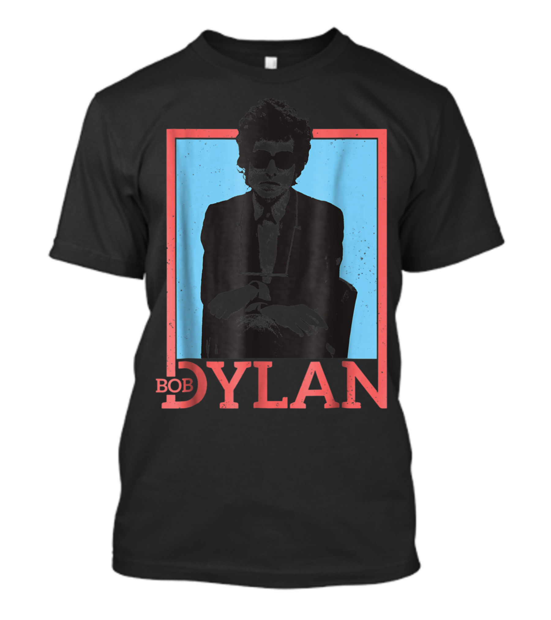 Bob Dylan Outline Blue And Red Framed T-Shirt