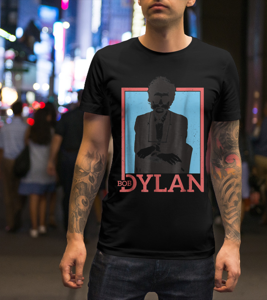 Bob Dylan Outline Blue And Red Framed T-Shirt