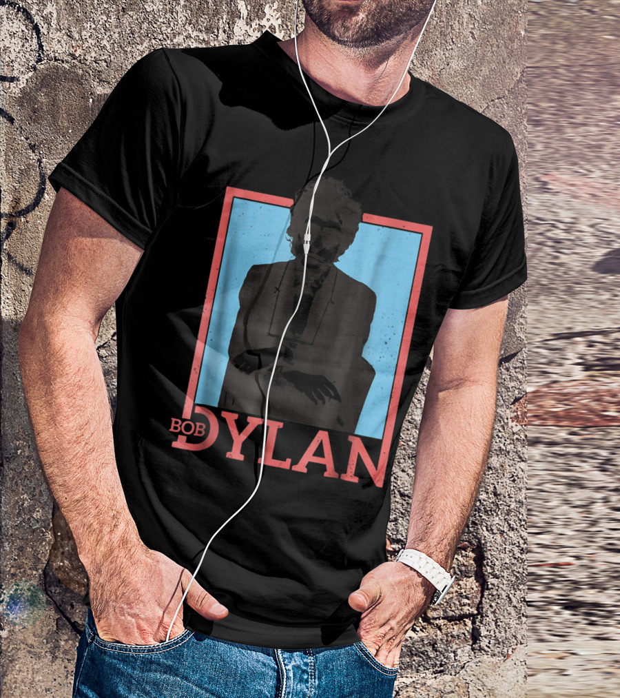 Bob Dylan Outline Blue And Red Framed T-Shirt
