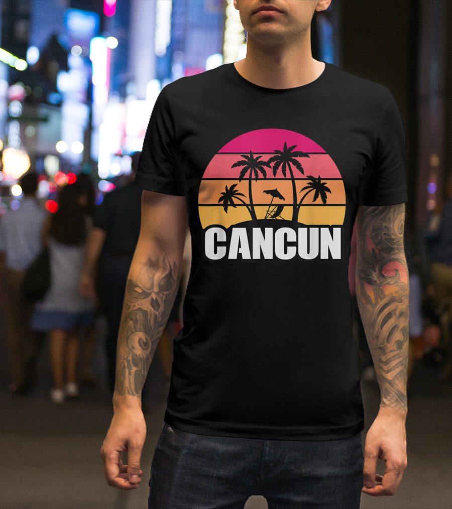 Cancun Mexico Vacation Sunset Palms T-Shirt