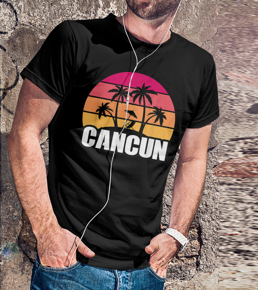 Cancun Mexico Vacation Sunset Palms T-Shirt