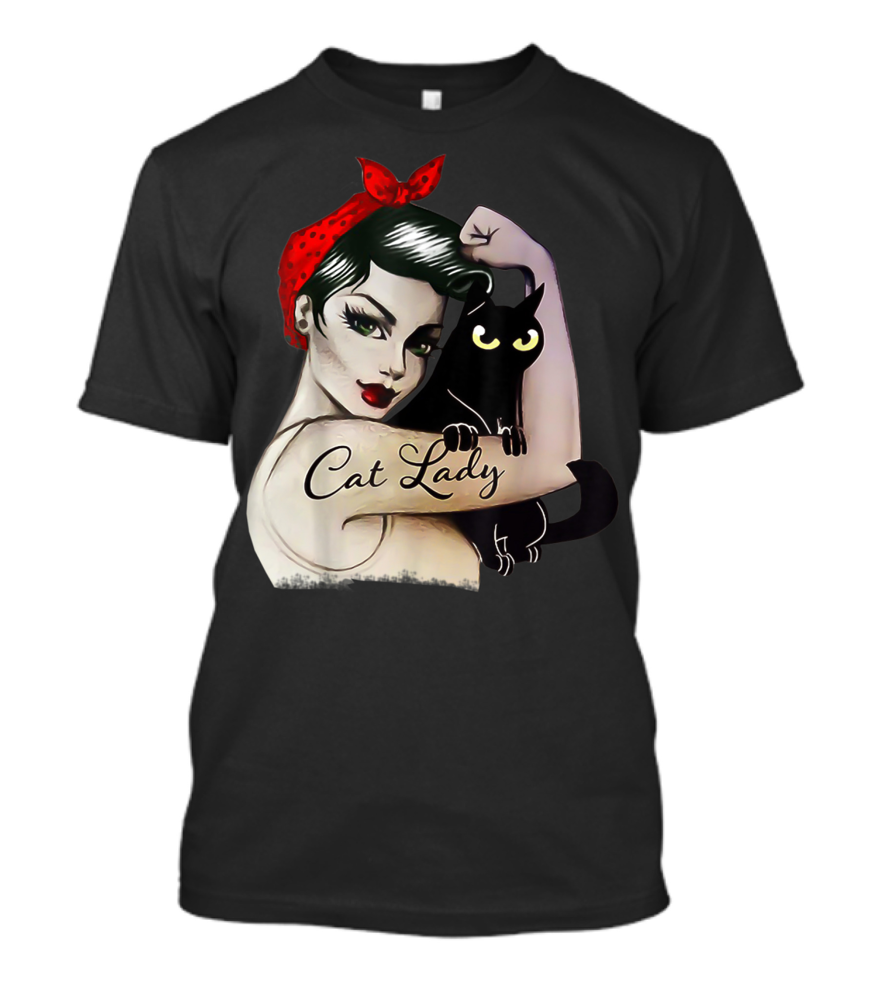 Cat Lady Rosie The Riveter She Persisted Funny Cat Kitten Lovers T-Shirt