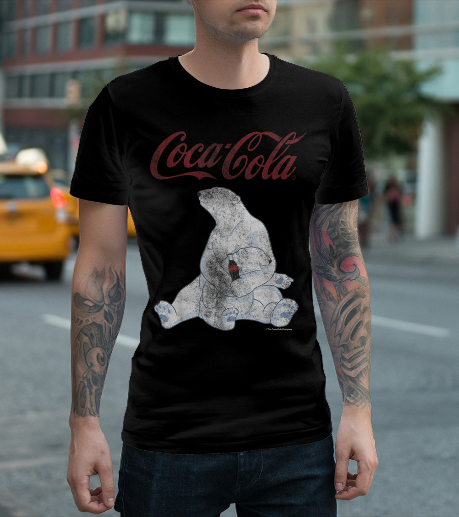Coca Cola Vintage Faded Polar Bears With Bottle T-Shirt
