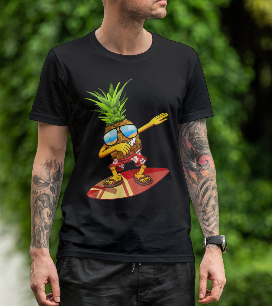 Dabbing Pineapple Sunglasses Aloha Summer Surfboard Fun T-Shirt